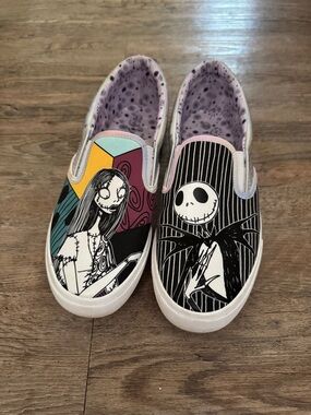 Slip-On Graphic Character Sneakers in Black, White & Purple